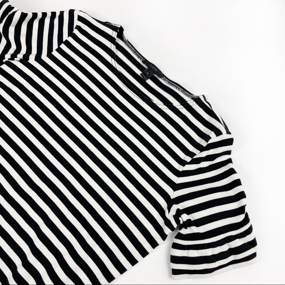 J crew Ruffle-sleeve T-shirt in stripe size XS - Picture 5 of 7